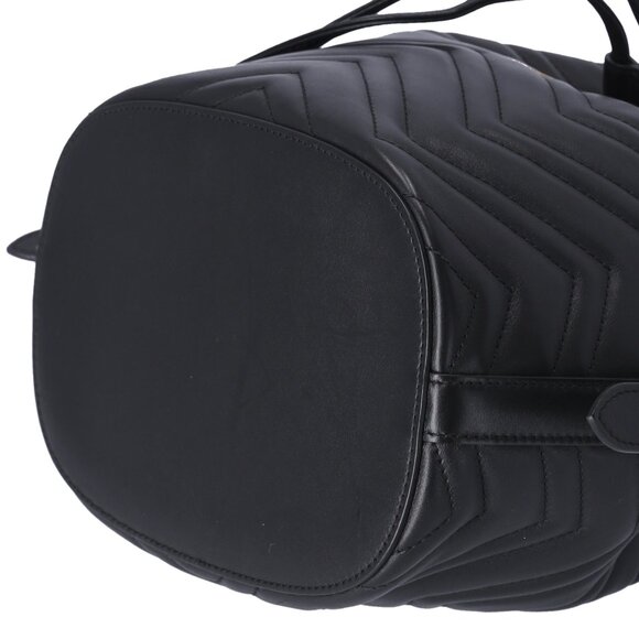 GUCCI GG Marmont Shoulder Bucket Bag 476674 Black Leather - Picture 7 of 10